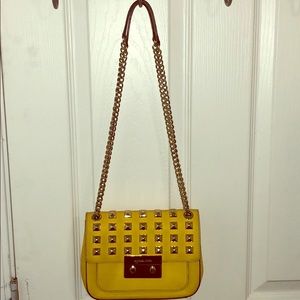 Yellow Michael Kors Saffiano Leather Flap Bag